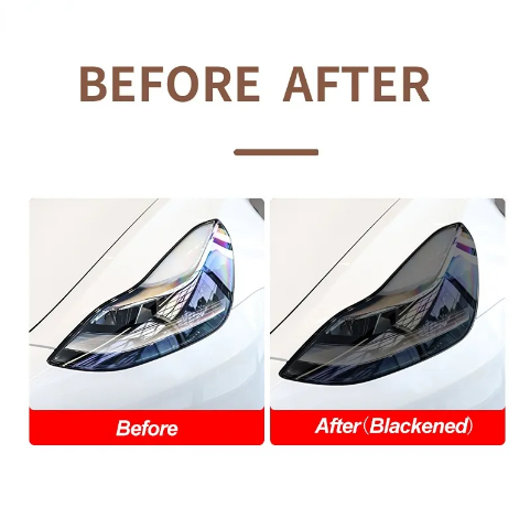 tesla model y smoked headlight tint film