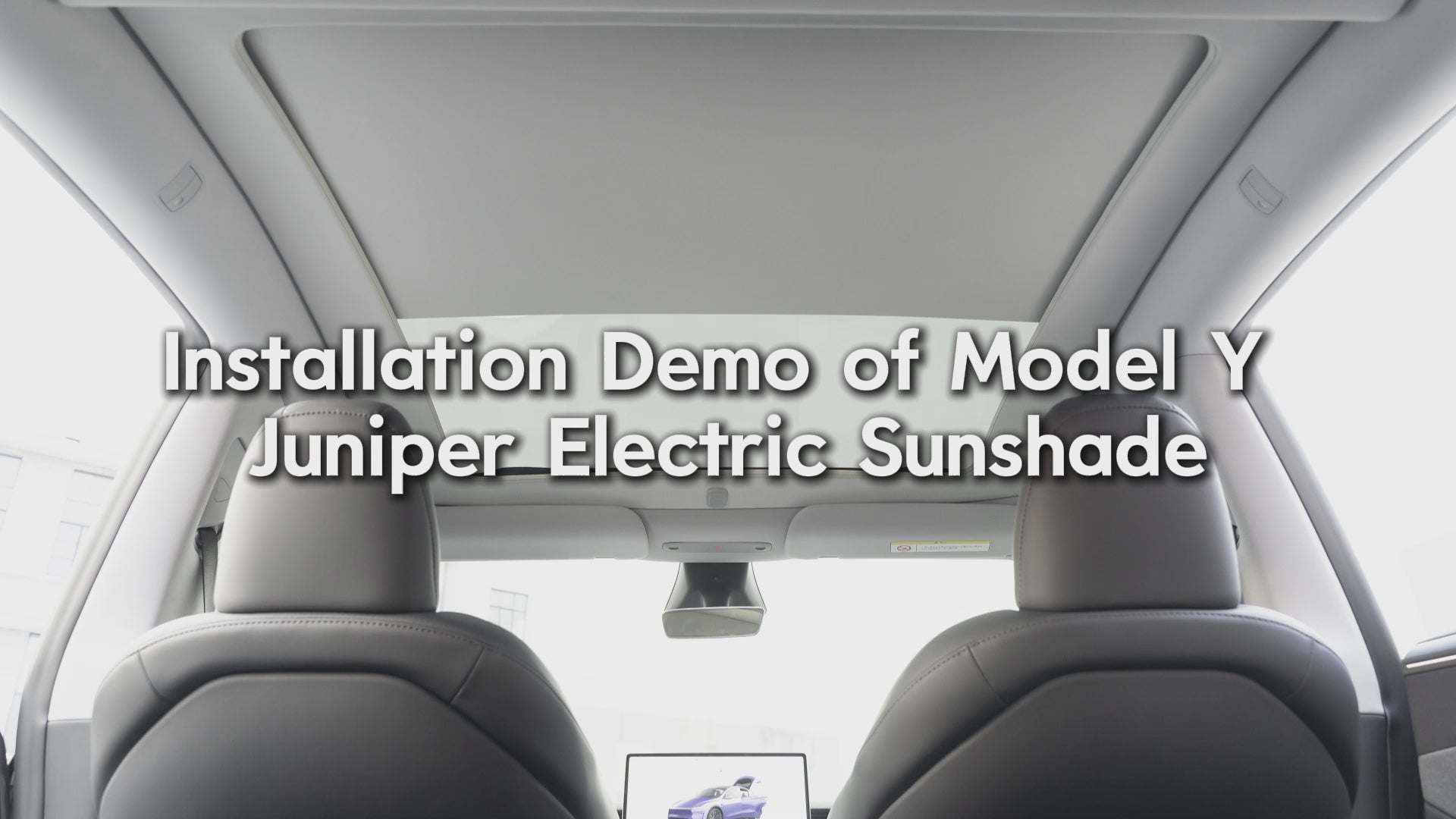 Load video: Tesla Model Y/JUNIPER Retractable Electric Sunshade Installation Video